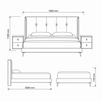 Lit Double Européen de Luxe en Bois Massif, Écologique et Durable, Rembourré, pour Hôtel, Villa, Chambre Principale - Vente en Gros