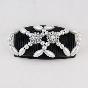 Peignes à cheveux élastiques pour femmes, perles, Double glissière, <span class=keywords><strong>chignon</strong></span> <span class=keywords><strong>magique</strong></span>, bricolage, outil de coiffure, métal, nouveauté, pince à cheveux, accessoires - Product Image 6