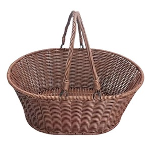 Cesta redonda de mimbre tejida a mano con asa para almacenamiento de frutas y verduras, decoración del hogar - Product Image 5