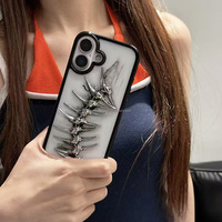 Coque de téléphone créative 3D en forme d'arête de poisson amusante pour tous les modèles d'iPhone 18 17 Pro Max, coque antichoc 16 15 14 en forme d'arête de dragon