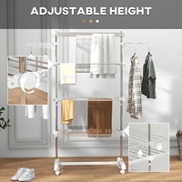 Séchoir à linge pliable en acier inoxydable à 4 niveaux Cedar Space avec organisateur de vêtements, portable et durable, design moderne