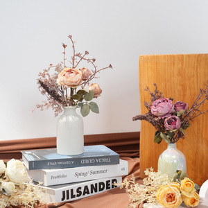 <span class=keywords><strong>Bouquet</strong></span> <span class=keywords><strong>de</strong></span> <span class=keywords><strong>mariée</strong></span> artificiel, petites roses et succulentes nouées à la main, fleurs en PVC et soie, arrangements floraux, vente en gros transfrontalière à l'étranger - Product Image 2