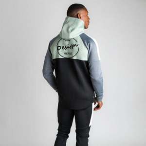 Fitted Color Block Embroidery Gym <b>Full</b> <b>Zip</b> <b>up</b> <b>Hoodie</b> High Quality Fleece Custom Logo Oversized Scoop Zipper <b>Hoodie</b> Men - Product Image 6