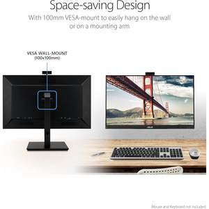 Monitor de videoconferencia ASUS de 27 pulgadas BE279QSK Full HD IPS con cámara web integrada de 2MP, micrófono y altavoces. - Product Image 4