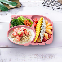 ARMADA Nouvelle Conception Assiette, Cuillère et Fourchette en Silicone Durable à Motif de Vache de Dessin Animé, Écologiques et Jetables pour l'Alimentation des Bébés