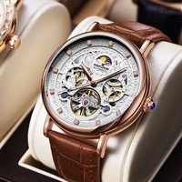 Nouvelle montre mécanique squelette de luxe pour homme, élégante, phase de lune, de haute qualité, lumineuse, étanche, automatique