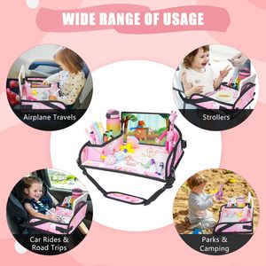 Muestra gratuita Bandeja de viaje para niños Bandeja de juego para asiento de coche para niños pequeños con superficie sólida reforzada, paredes laterales y bolsillos de malla - Product Image 2