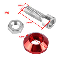 Kit de vis de modification extérieure automobile M6 colorées avec rondelles d'espacement en aluminium, kit universel de boulons pour cadre de plaque d'immatriculation de véhicule