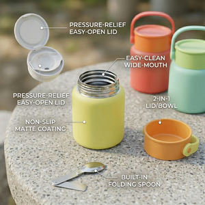 Thermos per Alimenti Houroffer a Doppia Parete con Isolamento Sottovuoto 500ml con Logo Personalizzato Pentola per Zuppa in Acciaio Inox per Regalo Aziendale - Product Image 2