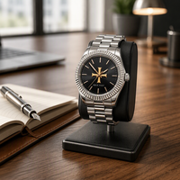 Nouvelle montre pour homme PINTIME en acier inoxydable, cadran en verre traité, mouvement à quartz japonais, résistance à l'eau 5 BAR, fermoir papillon, style business