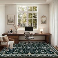 Tapis vintage bohème floral 5x7 noir, résistant aux taches, lavable, antidérapant, pour salle à manger, chambre d'enfant, couloir, bureau à domicile, décoration intérieure
