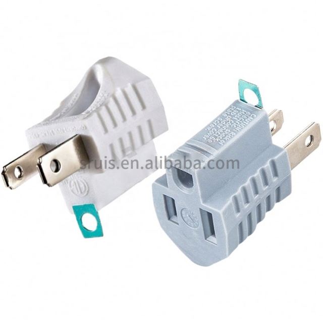 US 3 Pin to 2 Pin Power AC plug adapter USA 3-Prong to 2-Prong travel Adapter Grounding Converter CE listed