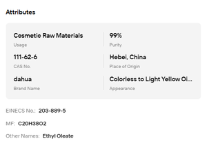 Oleato de Etilo de Grado Cosmético, 99% de Pureza, CAS 111-62-6, Materia Prima para la Formulación de Aromas y Fragancias - Product Image 6
