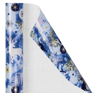 Custom Christmas Reindeer Snowflake Pattern Double-Sided Coated Recyclable Art Paper Roll 100GSM Eco-Friendly Digital Packaging - Product Image 1