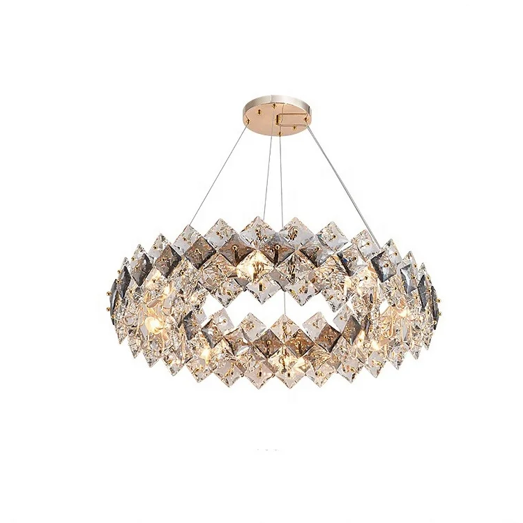 Роскошные круглые светодиодные подвесные светильники, Хрустальная современная домашняя люстра