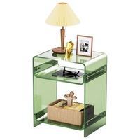 Table console moderne en acrylique vert avec rangement ouvert pour hôtel et salon