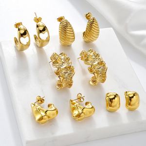 Pendientes de Acero Inoxidable con Baño de Oro de 18K PVD, Diseño Geométrico Moderno, Resistentes al Agua, para Unisex, Venta al Por Mayor - Product Image 3