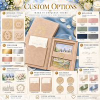 Boîte d'invitation de mariage de luxe personnalisée en velours, boîte cadeau rigide avec ruban et dorure à chaud, vente en gros, fabricant, faible MOQ