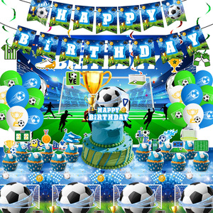 Set de Artículos para Fiesta de Cumpleaños con Temática de Fútbol, Decoraciones Desechables, Banderas y Accesorios para Niños de 5 a 7 Años - Product Image 1