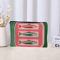 Sac de maquillage portable en toile durable 2026 Sardines avec fermeture éclair, idéal pour les décorations de douche nuptiale, les cadeaux de mariage et de fiançailles, et les enterrements de vie de jeune fille