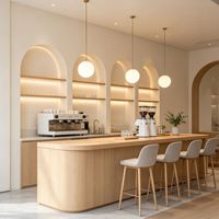 Éclairage LED en bois personnalisé, design d'intérieur de café écologique, mobilier, solutions d'aménagement de café, support direct d'usine OEM