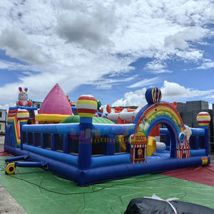 Castillo inflable comercial con temática de carnaval, parque de juegos, zona de saltos, obstáculos y combo de diversión. - Product Image 4