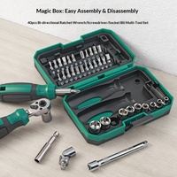 Kit d'outils de mécanique de précision 40 pièces en 1 avec articulation universelle, jeu de douilles à cliquet miniatures pour espaces restreints