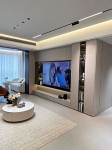 Hiện đại tùy chỉnh GỖ PHÒNG KHÁCH Cabinet-TV tường lưu trữ & Hiển thị đơn vị với bảng điều khiển thiết kế cho khách sạn sử dụng - Product Image 2