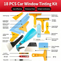 Kit d'outils complet pour l'application de film teinté sur vitres de voiture As Brand, avec pistolet thermique, boîte de rangement, raclettes et films protecteurs transparents pour changement de couleur