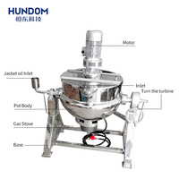 Chaudière à double enveloppe pour cuisson de sauce chili, bouillie et soupes, chauffage au GPL/gaz naturel, 50L, 100L, 200L, 300L