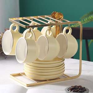 Set Da Caffè in ceramica 19 Pezzo in stile Europeo Classico Tazza di Caffè Piattino Pomeriggio 6 Persone Usano Tè In Porcellana Set Da Caffè - Product Image 1