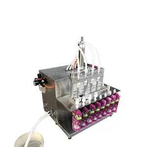 Semi Auto 4 Nozzles Stand-up Spout Pouch Filling Machine For Juice Milk Water Doypack Filling Machines