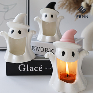 FENN Porte-bougie chauffe-plat en céramique fantôme mignon personnalisé pour Halloween, décoration de table pour hôtels et cafés, vente en gros, cadeau de fête - Product Image 1