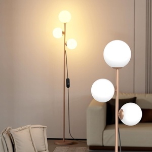 Wholesale Modern <strong>Gold</strong> <strong>Tall</strong> Floor <strong>Lamp</strong> with 3 Globe LED Lights Dimmable Vintage Design for Bedroom Lighting - Product Image 1