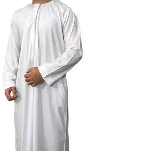 Túnicas de oración musulmanas modestas de alta gama para hombre, jubbah árabe marroquí con botones frontales y bolsillos, transpirables para primavera y - Product Image 1