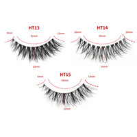 Sept paires de faux cils auto-adhésifs, cils épais et bouclés avec tiges transparentes