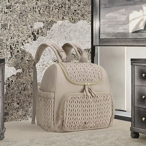 <span class=keywords><strong>Sac</strong></span> à dos à langer portable Deellt Fashion en polyester marron tressé avec broderie et patchwork, personnalisable avec logo - Product Image 3