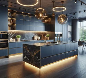 가구 팬트리 풀세트 주방 캐비닛 원목 & MDF 풀 아일랜드 싱크대 포함 조립식 주방 캐비닛 - Product Image 1