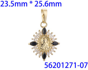 F86201271 FJ Fallon perhiasan mode Saint Matrona liontin disepuh emas mawar kuningan berdasarkan - Product Image 4