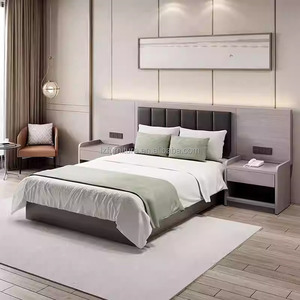 Inexpensive Modern Hotel Bedroom Furniture Set Complete King Size Wood Bed Frame with <b>Headboard</b> Nightstand TV Stand Desk Closet - Product Image 2