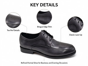 Zapatos de vestir Brogue de cuero genuino negro para hombre, con cordones, punta puntiaguda, para negocios, bodas, formales, con forro de piel de cerdo y suela de goma - Product Image 2