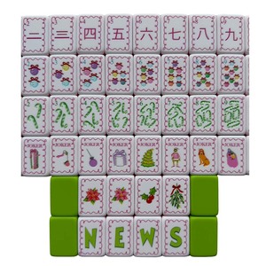 Merry Christmas Acrylic Mahjong Pieces, Festive Cartoon Joker Pattern, Luxury <strong>Table</strong> <strong>Game</strong> Gift for <strong>Xmas</strong> Party - Product Image 2