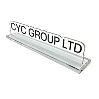 Panneau publicitaire LED en acrylique transparent portable personnalisé, éclairé, pour table ou bureau, avec base