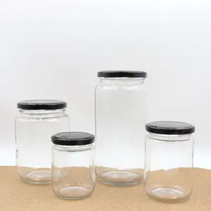 Récipient alimentaire de forme ronde vide 30ML-1000ML pot de <span class=keywords><strong>miel</strong></span> en verre avec couvercle en métal pour la conservation du <span class=keywords><strong>miel</strong></span> ou des cornichons - Product Image 1
