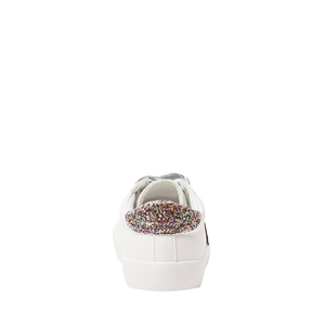 Fashion White Daily Sneakers <b>Glitter</b> Star Appliques Silver Lace Up Flat Footwear - Product Image 6