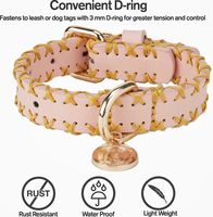 Collier pour chien tissé à la main en gros, avec étiquette ronde vierge à graver, boucle dorée et anneau en D, confortable pour la promenade quotidienne