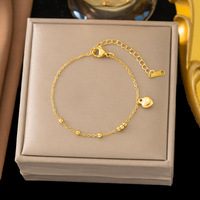 Ensemble collier et bracelet en acier inoxydable plaqué or avec pendentif cœur délicat, bijoux pour femmes, résistant à l'eau, sans ternissement, réglable