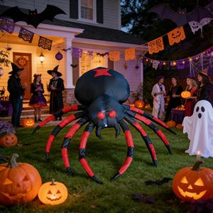 Araña Gigante Roja Inflable DST, Adorno de Jardín para Halloween, Ojos Rojos LED, Bomba de Aire Eléctrica, Multicolor, Casa Embrujada Espeluznante - Product Image 2