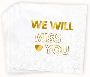 Serviettes en papier jetables imprimées personnalisées avec logo, dorées, pour cocktails, mariages, dîners - Product Image 1