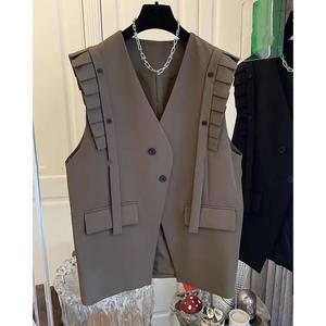 Nuevo Chaleco de Mujer Holgado con Detalle de Madera en el Lateral y Empalmes, a la Moda - Product Image 3